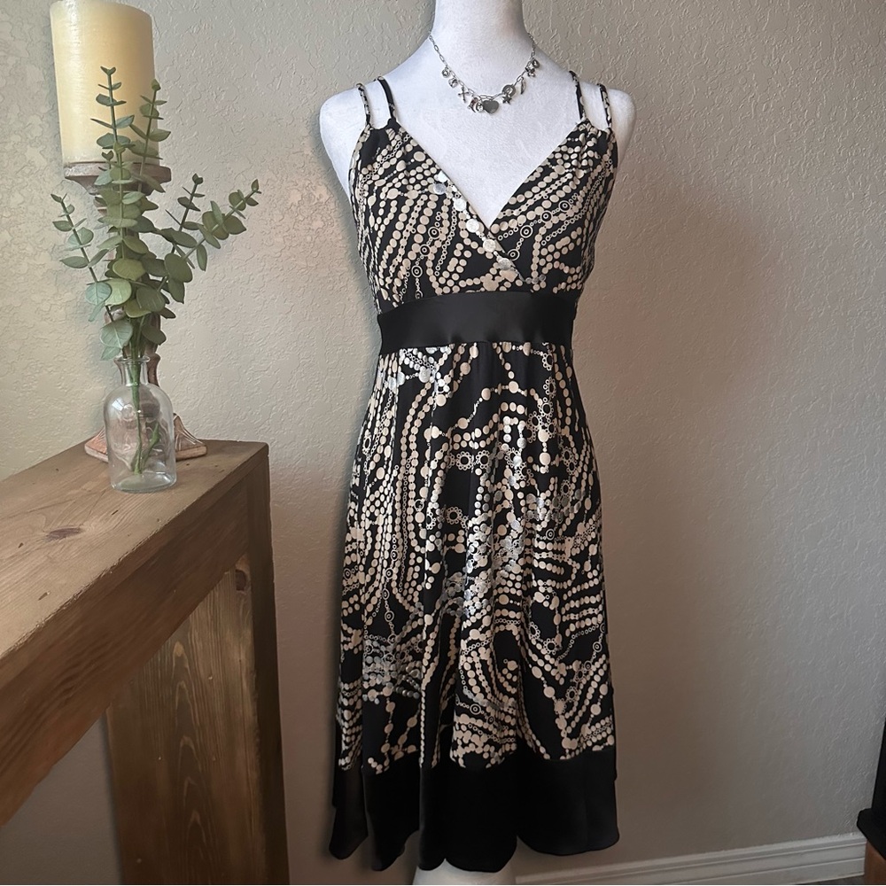Express Black and Cream Midi Dress